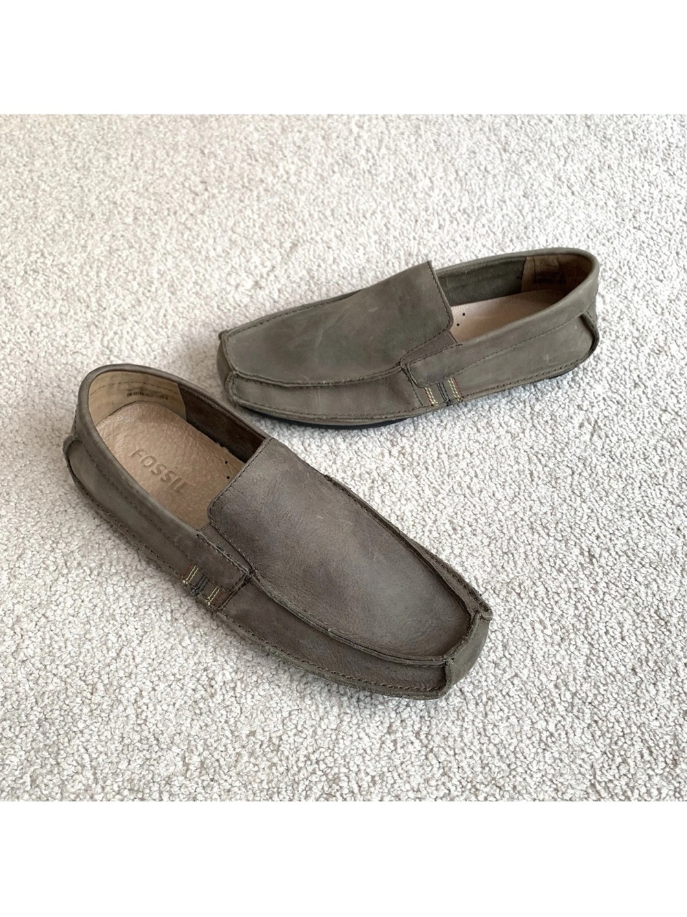 FOSSIL Franco Driver Leather Taupe Loafer Mens Size 8